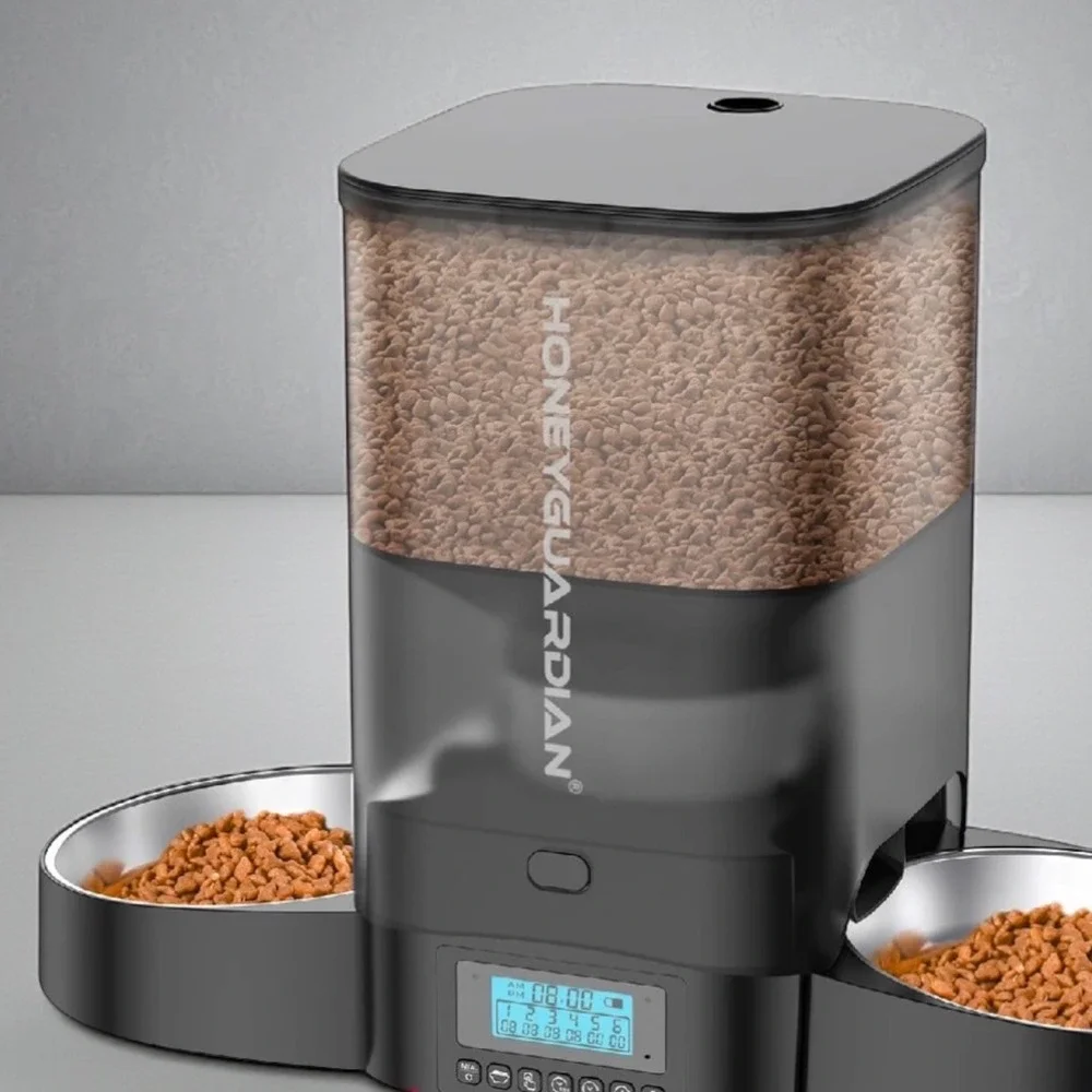 HoneyGuardian A303D Automatic Pet Feeder 3.5L Dual Bowl Programmable Cat Dog